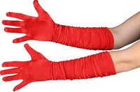 Gloves satin long red