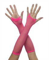 Net gloves long neon pink