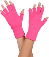 Halve vinger handschoenen fluor roze