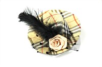 hat plaid beige