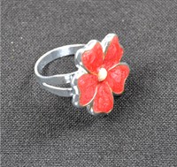 ring met bloem pink