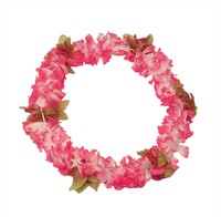 Hawaian necklace Malibu pink/white (L=90 cm)