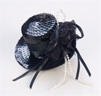 Hair clip sequins hat black