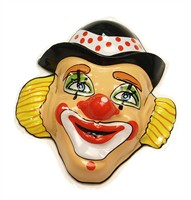 Muurdecoratie clown bolhoed 28 x 25 cm