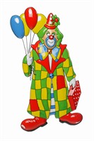 Muurdecoratie clown & ballon 60 x 32 cm