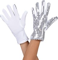 Gloves sequins silver