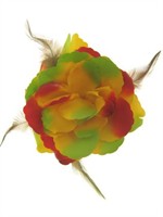 Flower red/gold/green with hair elastic