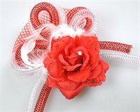 Brooch rose red/white