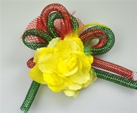 Brooch rose red/gold/green