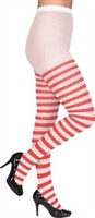 Striped tights red/white one size