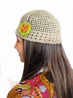 Crochet hat beige hippie