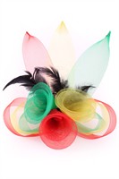 Brooch tulle red/yellow/green with spring