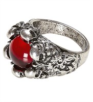 Ring skulls with a red stone 