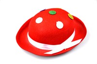 Mini bowler hat red with dots one size H=8 cm