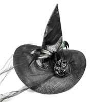 Witch's hat with flowers zwart