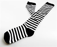 Kneehigh socks striped black/white 