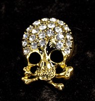 Brosche Totenkopf mit Strass 