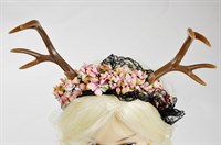 Hair circlet antlers flowers rose