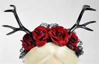 Hair circlet antlers flowers red