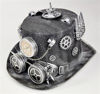 Top hat steampunk silver + goggles