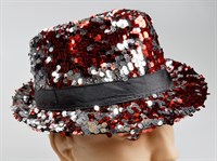 Hat reversible sequin red/silver