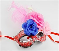 Oogmasker rood met bloemen