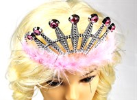 Diadeem kroon zilver & marabou& strass