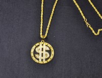 Ketting dollar goud met stenen