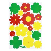 Raamsticker Bloemen rood/geel/groen