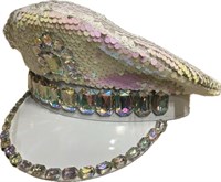 Sequin cap white