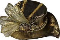 Mini hat gold & bow with clips