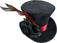 Top Hat Medium Black Rose and Clips