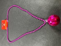 Necklace disco ball pink