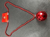 Necklace disco ball red