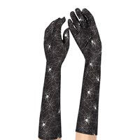 Handschoenen satijn spinnenweb 40cm