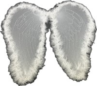 Wings white with marabou & glitter