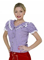 Trachtenbluse Oktoberfest lila/weiss