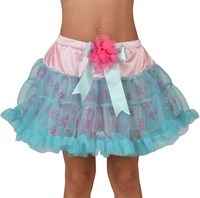 Petticoat turkoois met bloemen