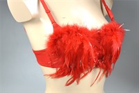 Feathers bra red/silver  B80-85