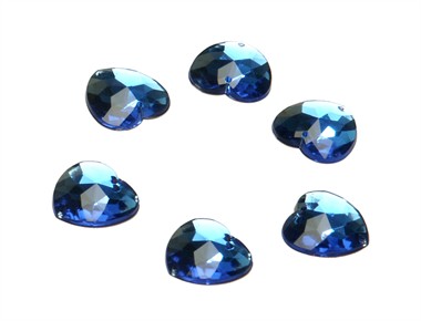 Strass-herz Blau 24 Stück (16 mm)