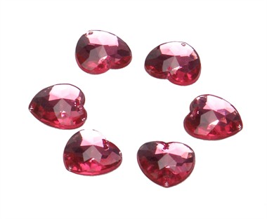 Strass-herz Pink 24 Stück (16 mm)