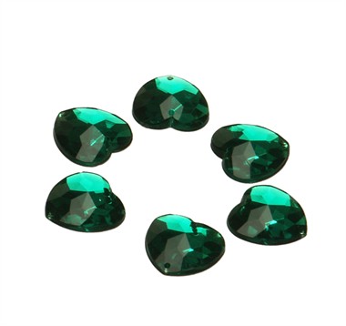 Strass heart green 24 pcs (16 mm)