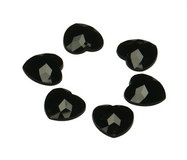 Strass heart black 24 pcs (16 mm)