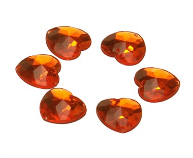 Strass heart orange 24 pcs (16 mm)