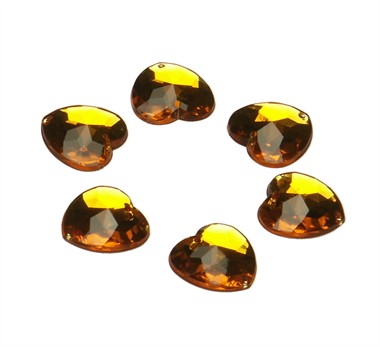 Strass-herz Gold 24 Stück (16 mm)