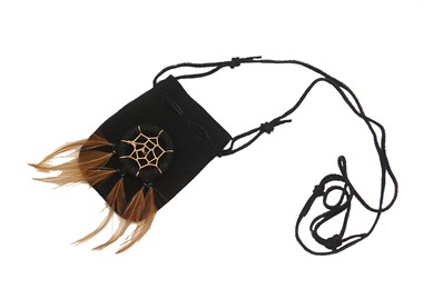 Necklace small bag black (8x6 cm)