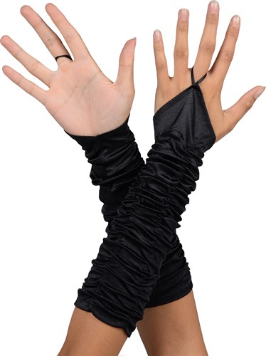 Handschuhe fingerlos gerafft schwarz