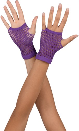 Net gloves short purple