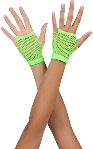 Net gloves short neon green