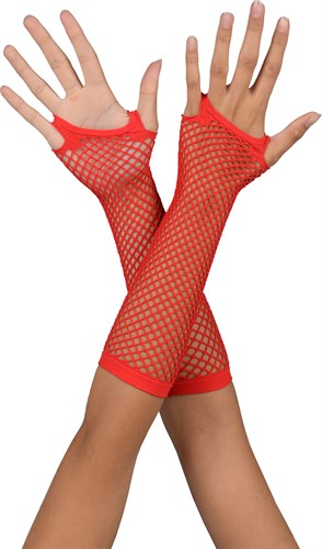 net-gloves long red